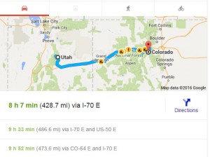 Map of Utah to Colorado