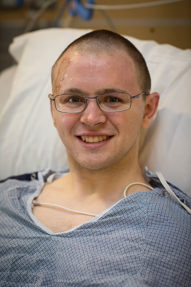 Mason Wells, 19, of Sandy, is shown at the University of Utah Burn Unit Center, where he was treated for injuries suffered during the March 22 terrorist attacks on Brussels. Photo: University of Utah 
