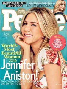 Jennifer Aniston is People magazine's Most Beautiful Woman of 2016. Photo by People