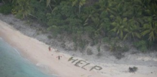 Men-rescued-from-remote-Pacific-island-Help-sign-made-from-palm-fronds