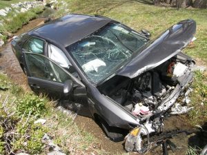 A SLC man was killed after running off the road in Park City Sunday afternoon. Photo Courtesy: UHP