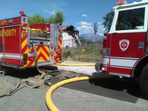 An unattended barbecue may be the cause of a house fire in West Valley City Monday afternoon. Photo: Gephardt Daily/Steve Milner