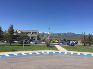 The Exchange Zone is marked by blue striping in the Summit County Sheriff's parking lot. Photo Courtesy: Summit County Shierff 