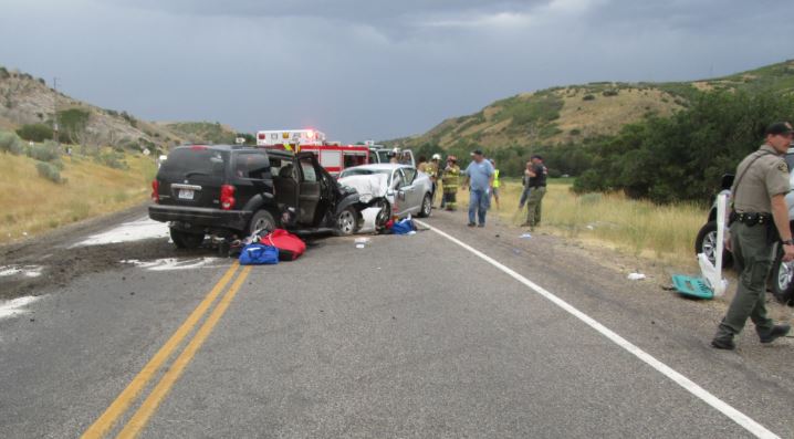 An off-duty Sanpete County Deputy died Saturday In Juab County in a collision, which sent five others to the hospital. Photo: Utah Highway Patrol