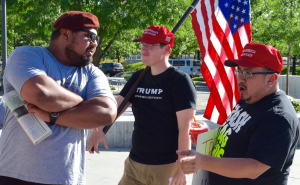 Members of Black Lives Matter exchange words with Donald Trump supporters at Saturday's anti-police brutality demonstration in downtown Salt Lake City Photo: Gephart Daily/Patrick Benedict
