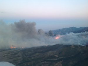 The Strawberry Fire burning in Eastern Nevada. 5 miles west of The Utah-Nevada border. So far the fire has burned approximately 5,000 acres. Photo: Eastern Nevada Fire Agency