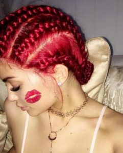 Kylie Jenner wore her hair in bright cornrow braids on her 19th birthday. Photo by Kylie Jenner/Instagram