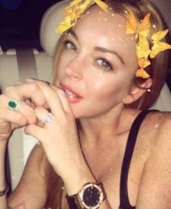 Lindsay Lohan wore her engagement ring in a new photo Sunday. Photo by Linsday Lohan/Instagram