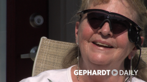 West Jordan resident Sandy England talks about the breakthrough medical procedure which restored her vision after nearly four decades of blindness. Photo: Gephardt Daily/Richard Trelles