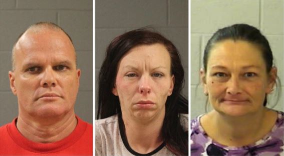 (From left) Francis McCard, Kelley Perry and Tammy R. Freeman are charged in the aggravated kidnapping of David Corey Heisler, missing from his Santa Clara home since June 27. Photos: Washington County 