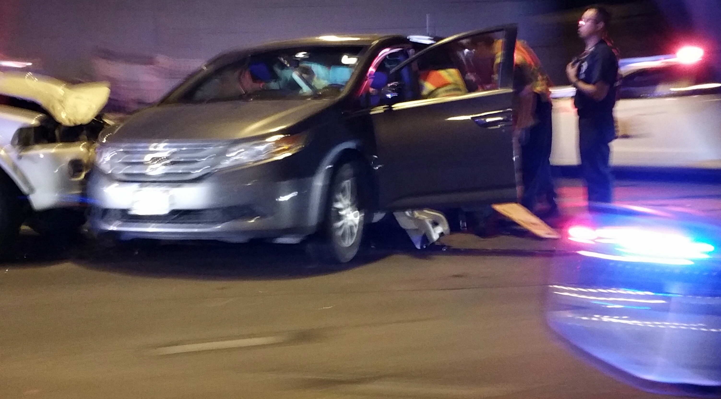 A suspect fleeing Utah Highway Patrol troopers on Saturday night collided with three other vehicles in Midvale. Photo: Gephardt Daily