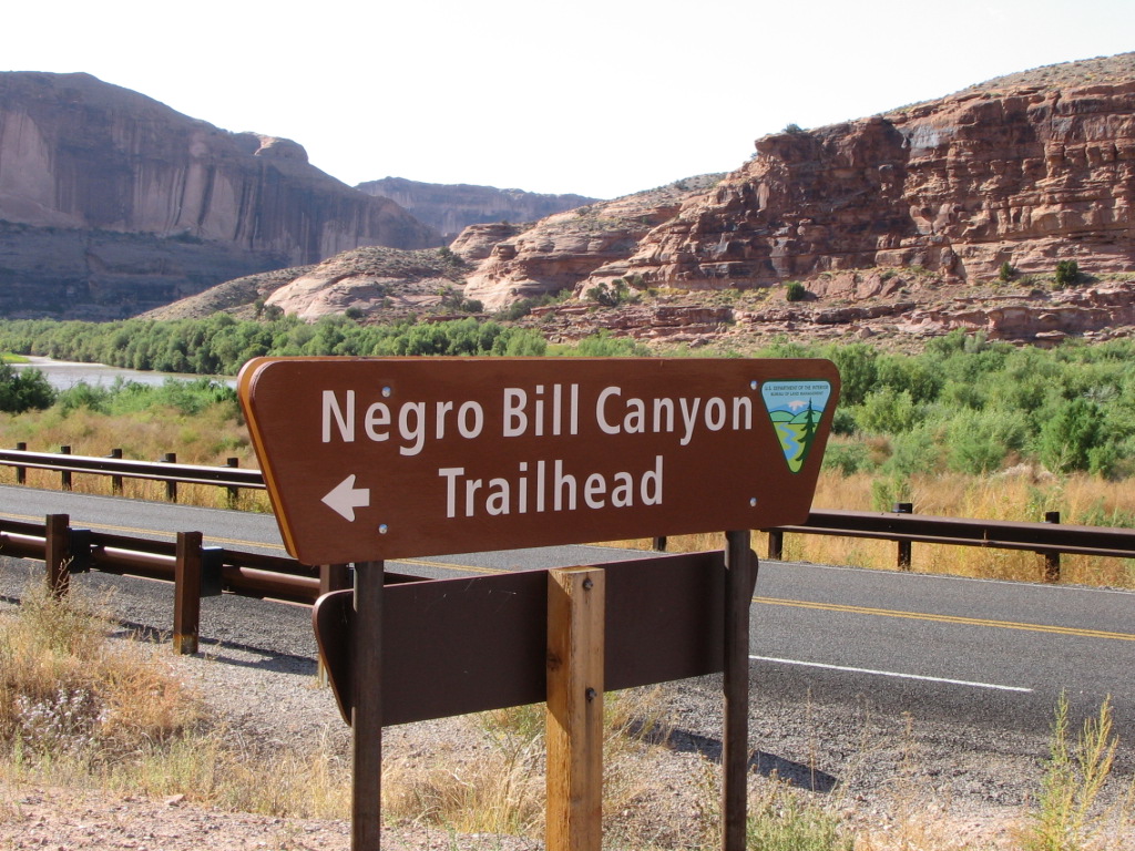 Negro Bill Canyon trailhead sign. Photo: Wikipedia