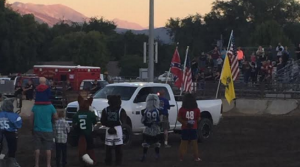 A Confederate flag being flown during a West Jordan City sponsored demolition derby Saturday Spet. 10, 2016. Photo: Gephardt Daily