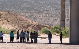 Legal teams for defendants charged with conspiracy in the April 2014 Bunkerville, Nevada standoff visit the site of the final showdown with the armed federal agents. Photo: Gephardt Daily/ Patrick Benedict