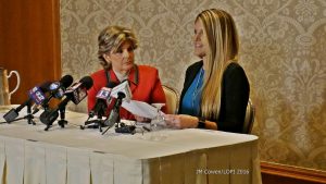 Civil Rights attorney Gloria Allred joins Donald Trump accuser former Miss Utah Temple Taggart in a Salt Lake City press conference Oct. 28, 2016. Photo: Gephardt Daily/Jamie Cowen