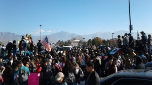 Students from Hunter, Murray, Kearns and Taylorsville high schools left school on Friday to protest the election of Donald Trump. Photo: Gephardt Daily/Steve Milner
