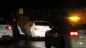 Police in South Salt Lake locate an abandon BMW believed to have been ditched by a suspected drunk driver. Photo: Gephardt Daily/ Justin Anderson