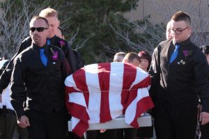 The coffin of WVCPD Officer Cody Brotherson is carried by family members. Photo: Gephardt Daily/Richard Trelles