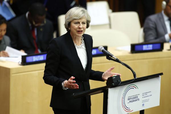 British Prime Minister Theresa May condemned a speech by U.S. Secretary of State John Kerry on Thursday, during which Kerry harshly criticized the Israeli government's policy on Palestine. May said the United States should refrain from critiquing the domestic political process of an ally. File Photo by Monika Graff/UPI