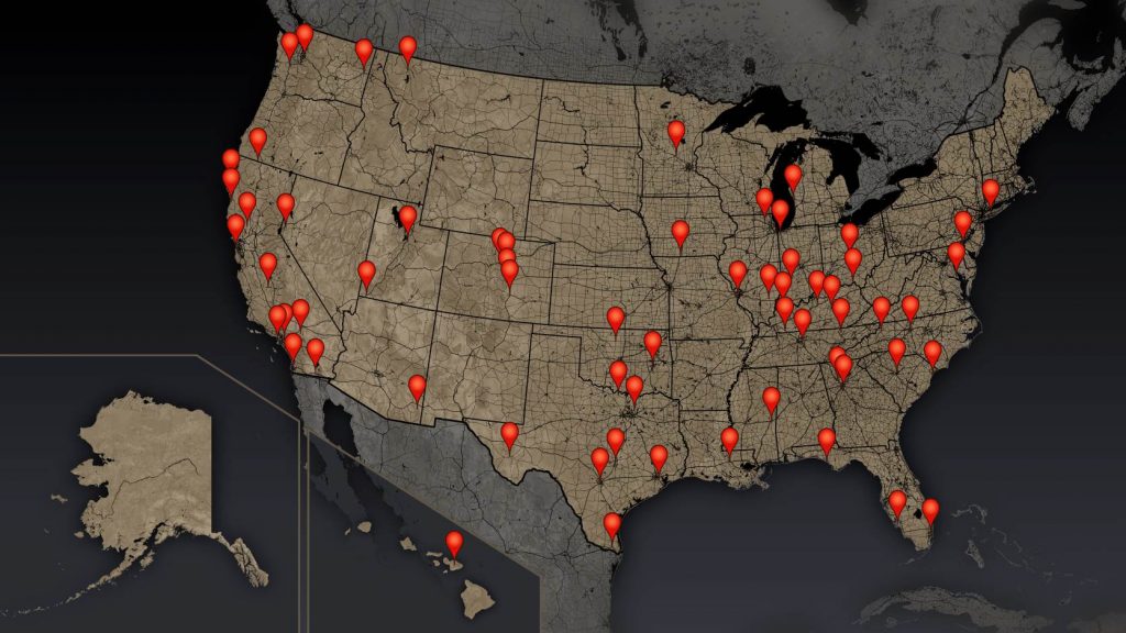 The map showing the locations the 64 missing people were last seen. Photo Courtesy: NBC