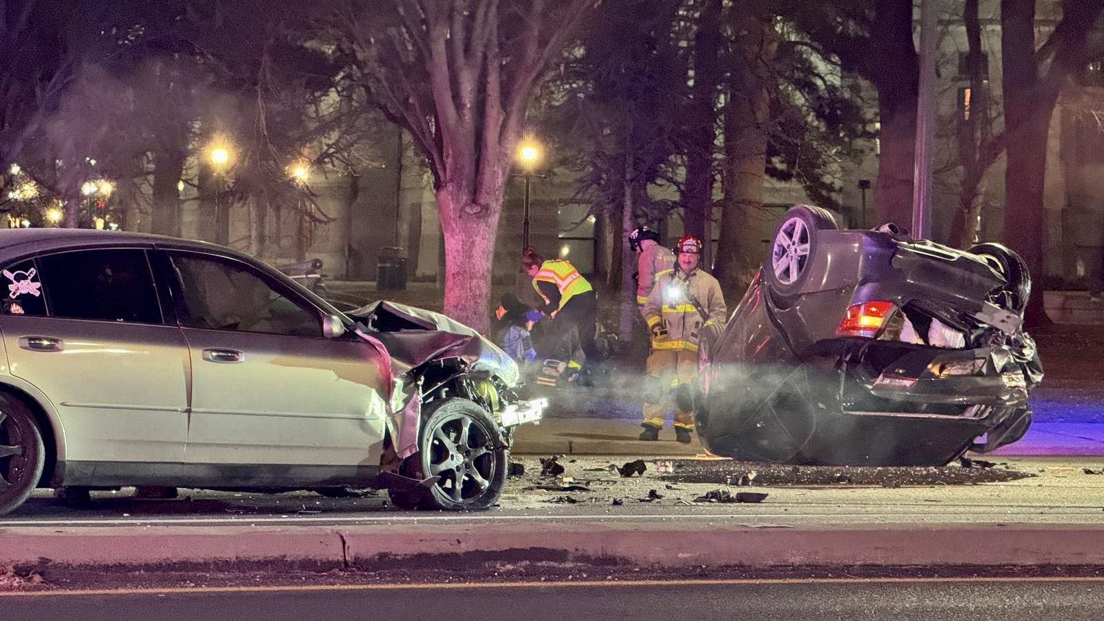 SLCPD investigates multi-vehicle rollover crash in downtown Salt Lake ...