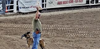 Sgt. Mike Allred and K-9 partner Azula, Box Elder County Sheriff's Office, are shown in a screen sot from a video shared by BESO.