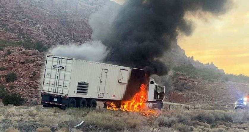 Moab Valley Fire knocks down semi fire spreading to brush | Gephardt Daily
