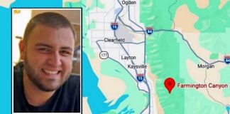 Smiling man portrait inset next to a map showing Farmington Canyon with a red location pin on the right.