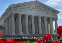 Supreme Court rules against Louisiana’s congressional map The U.S. Supreme Court building in Washington, D.C., with bright red flowers in the foreground.