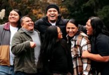 Family, friends pay tribute to former East High football standout, past Huskies lineman killed in traffic collision Group of six diverse friends outdoors in autumn, smiling and laughing together.